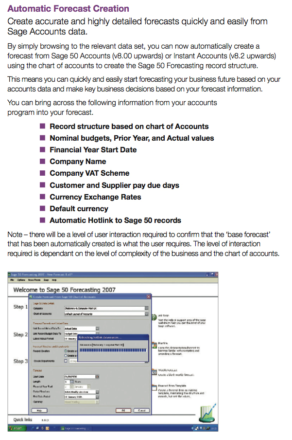 Sage 50 Forecsting